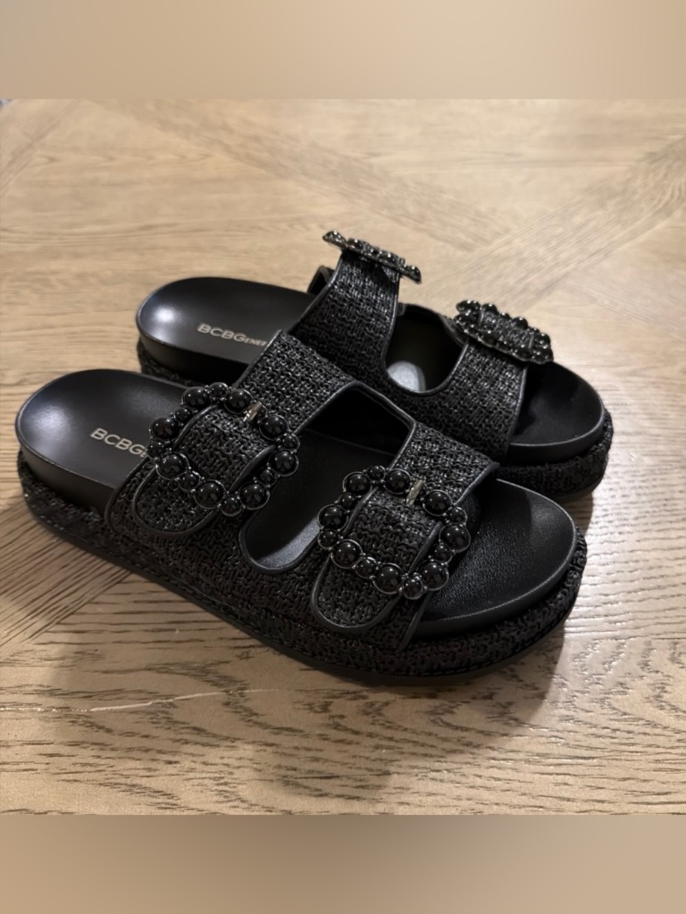 BCBGeneration Bexxi Women's Natural Slide Sandals Size 7